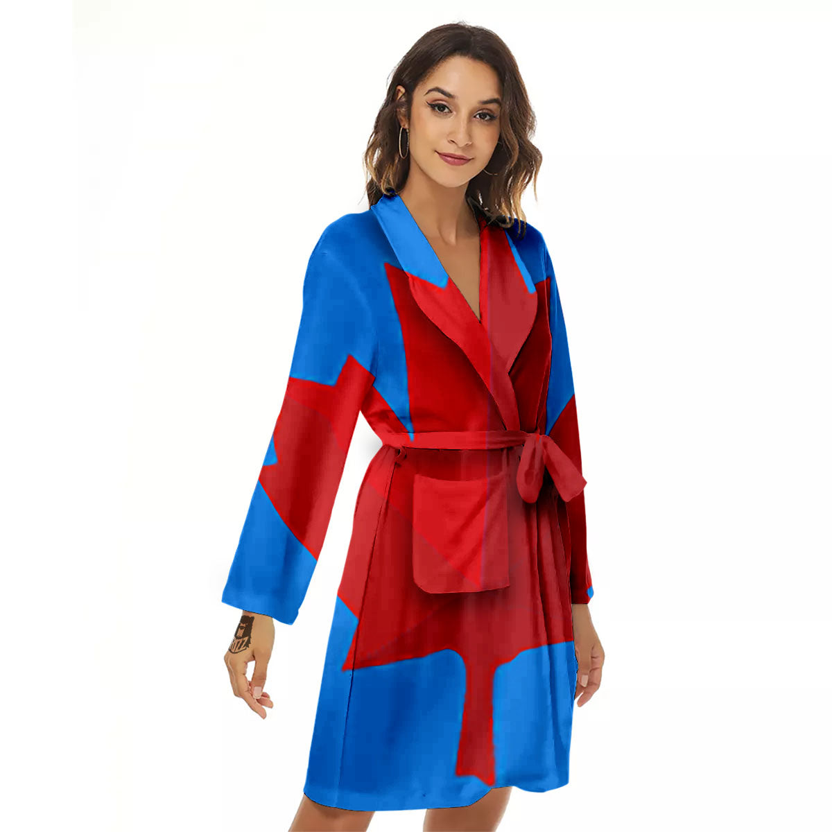 Maple Leaf Autumn Print Women's Robe-grizzshop