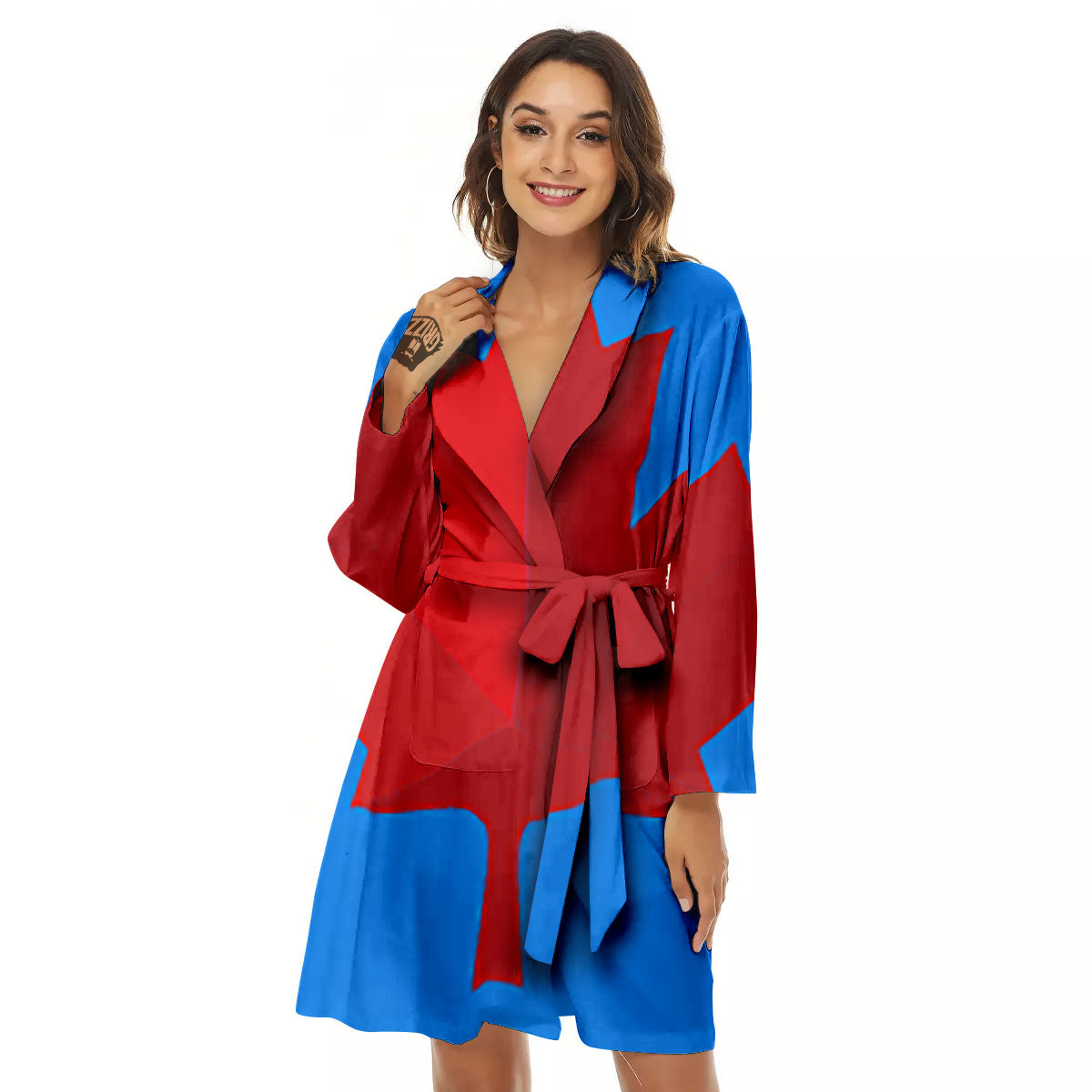 Maple Leaf Autumn Print Women's Robe-grizzshop