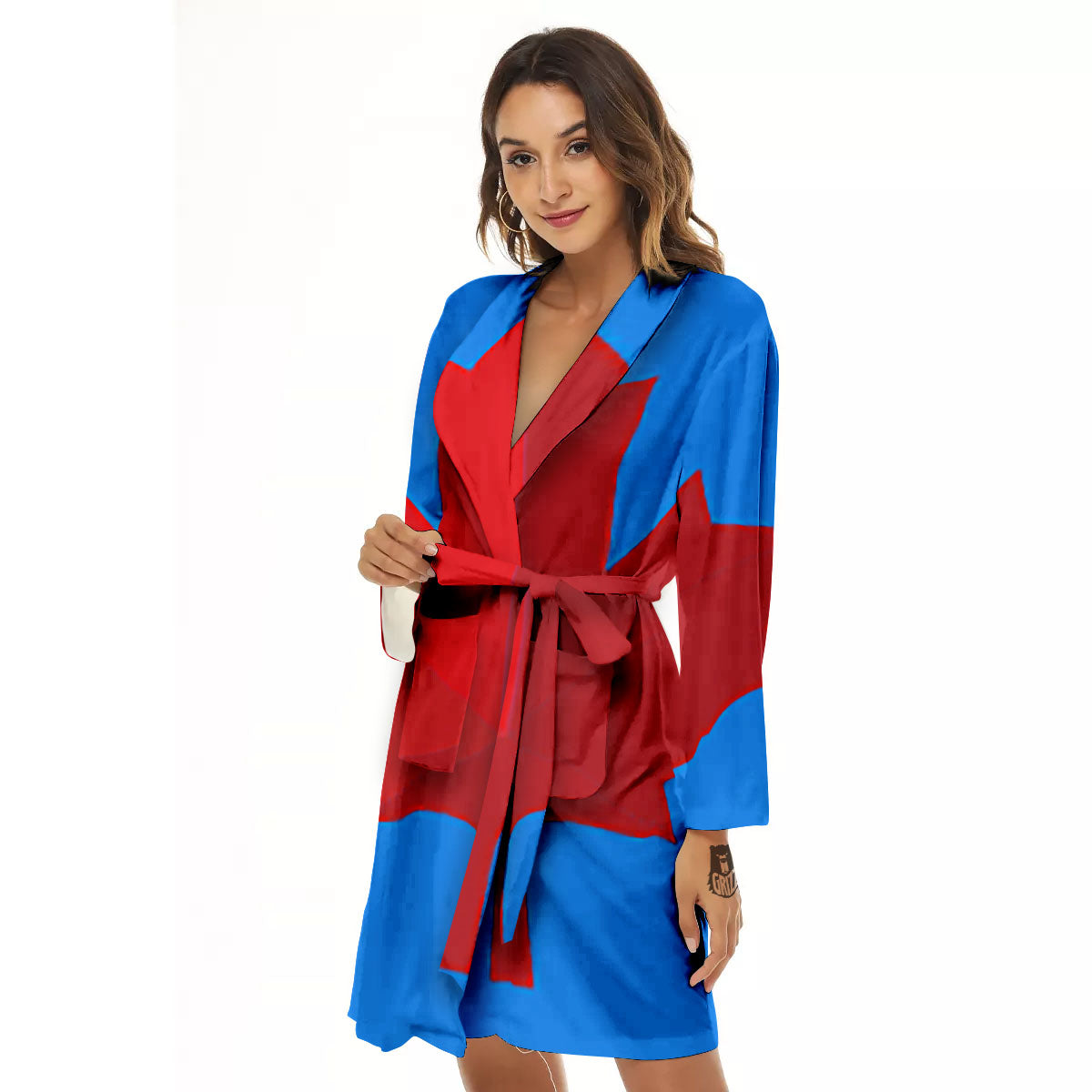 Maple Leaf Autumn Print Women's Robe-grizzshop