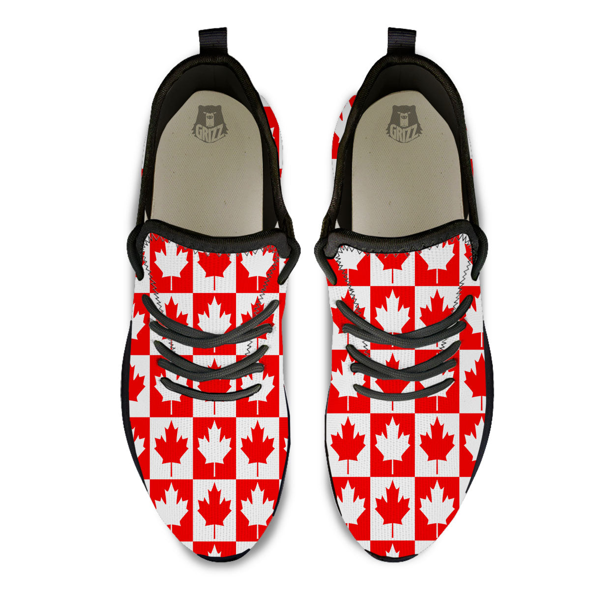 Maple Leaf Canada Print Pattern Black Athletic Shoes-grizzshop