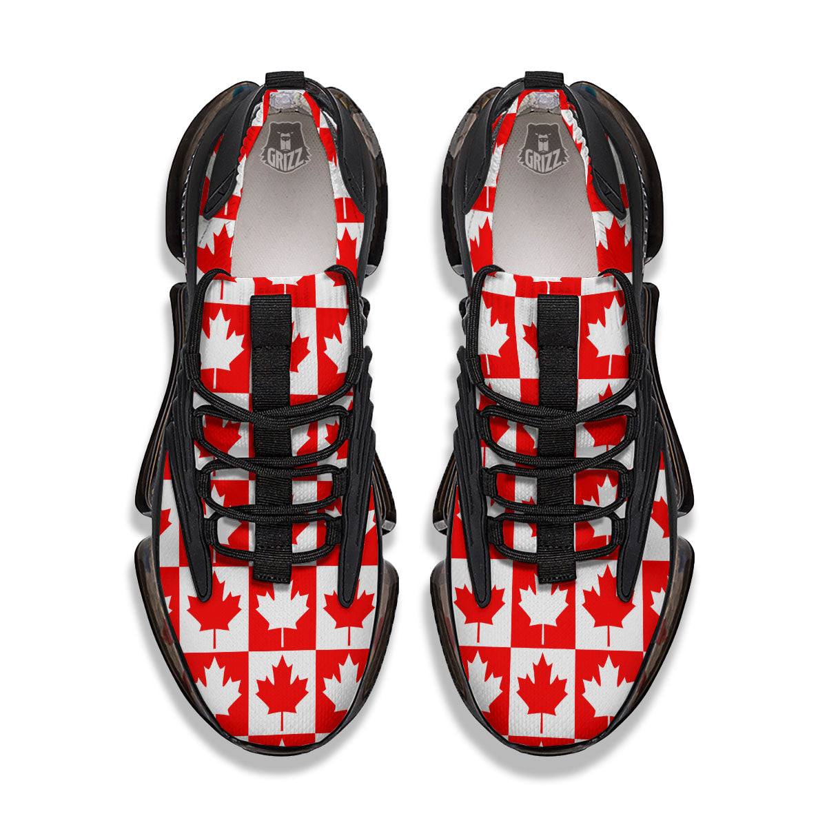 Maple Leaf Canada Print Pattern Black Gym Shoes-grizzshop
