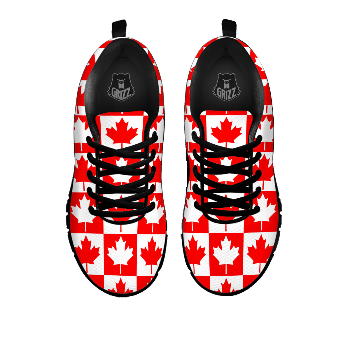 Maple Leaf Canada Print Pattern Black Sneaker-grizzshop