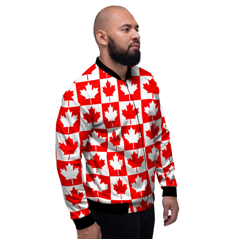 Maple Leaf Canada Print Pattern Men's Bomber Jacket-grizzshop