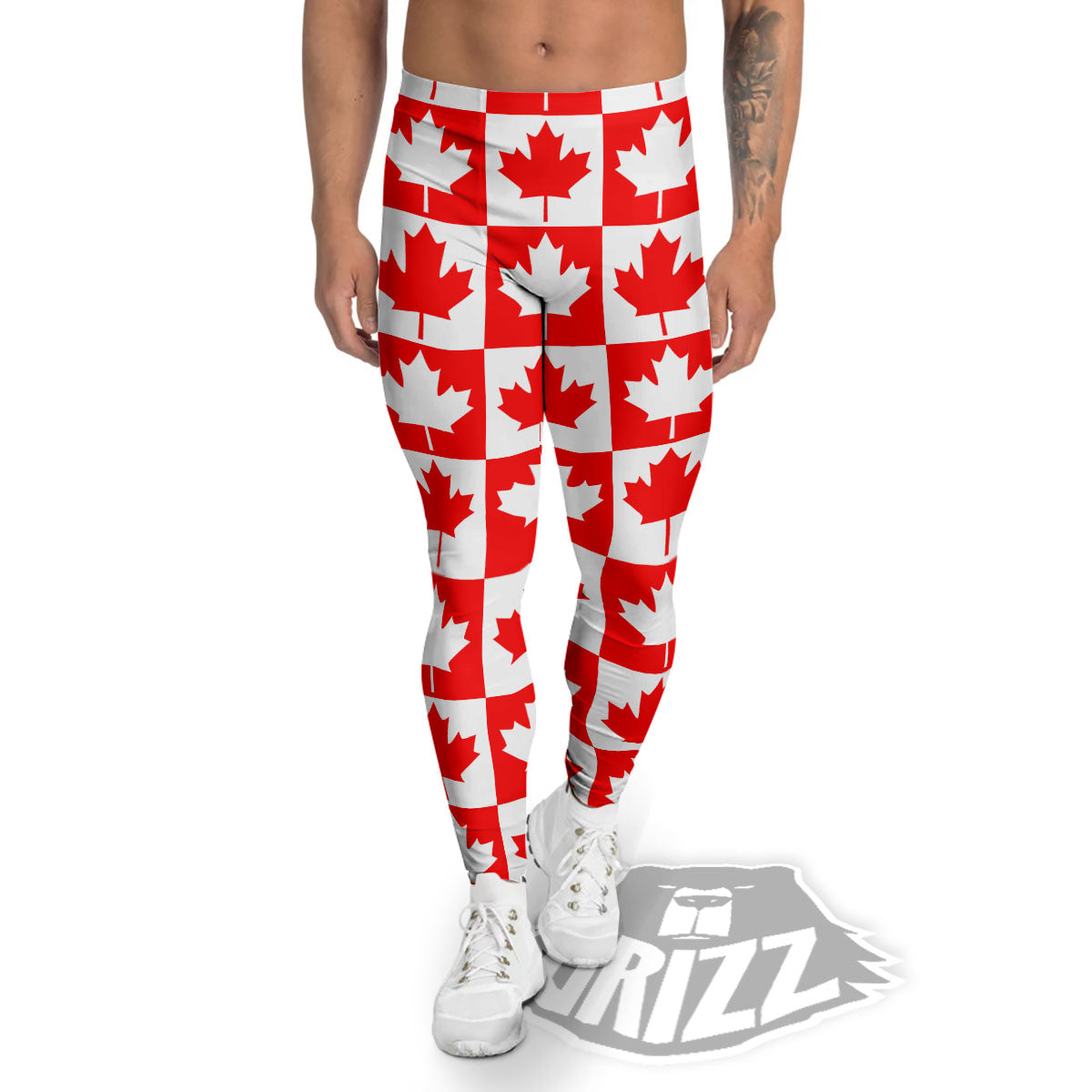 Maple Leaf Canada Print Pattern Men's Leggings-grizzshop