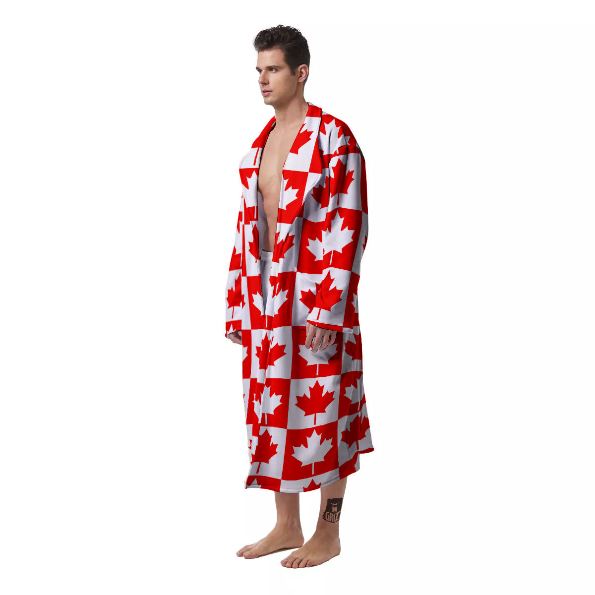 Maple Leaf Canada Print Pattern Men's Robe-grizzshop