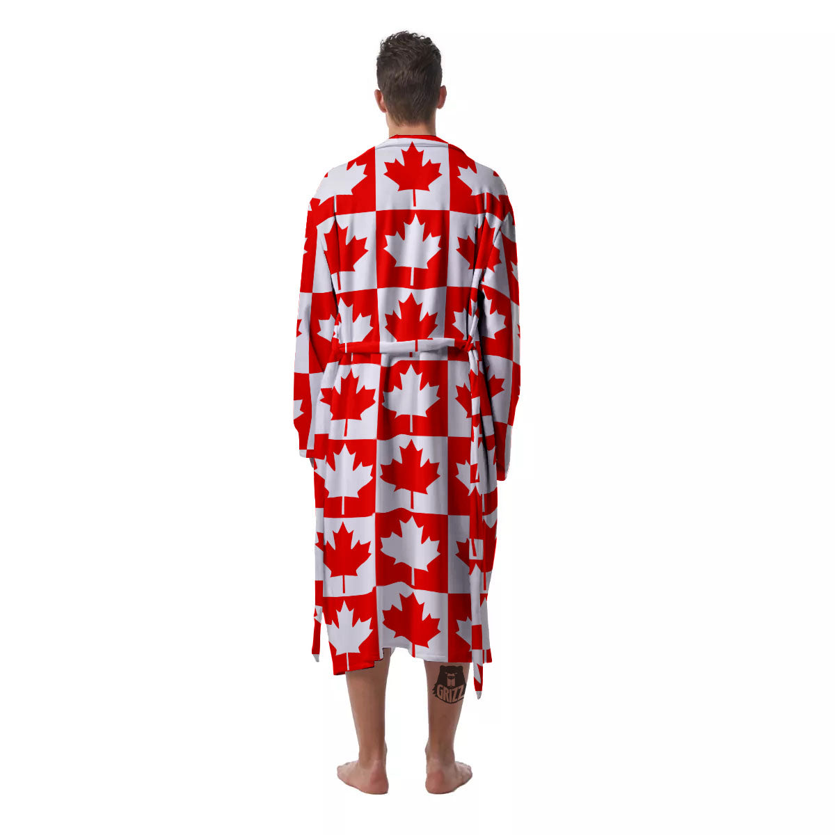 Maple Leaf Canada Print Pattern Men's Robe-grizzshop