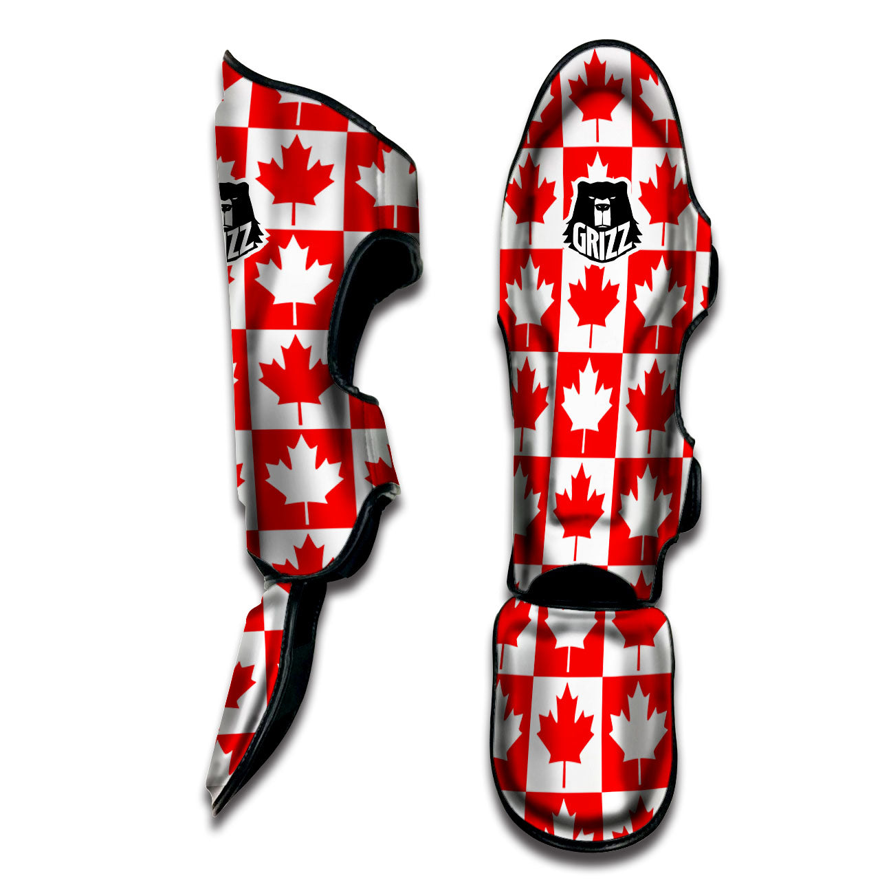 Maple Leaf Canada Print Pattern Muay Thai Shin Guards-grizzshop