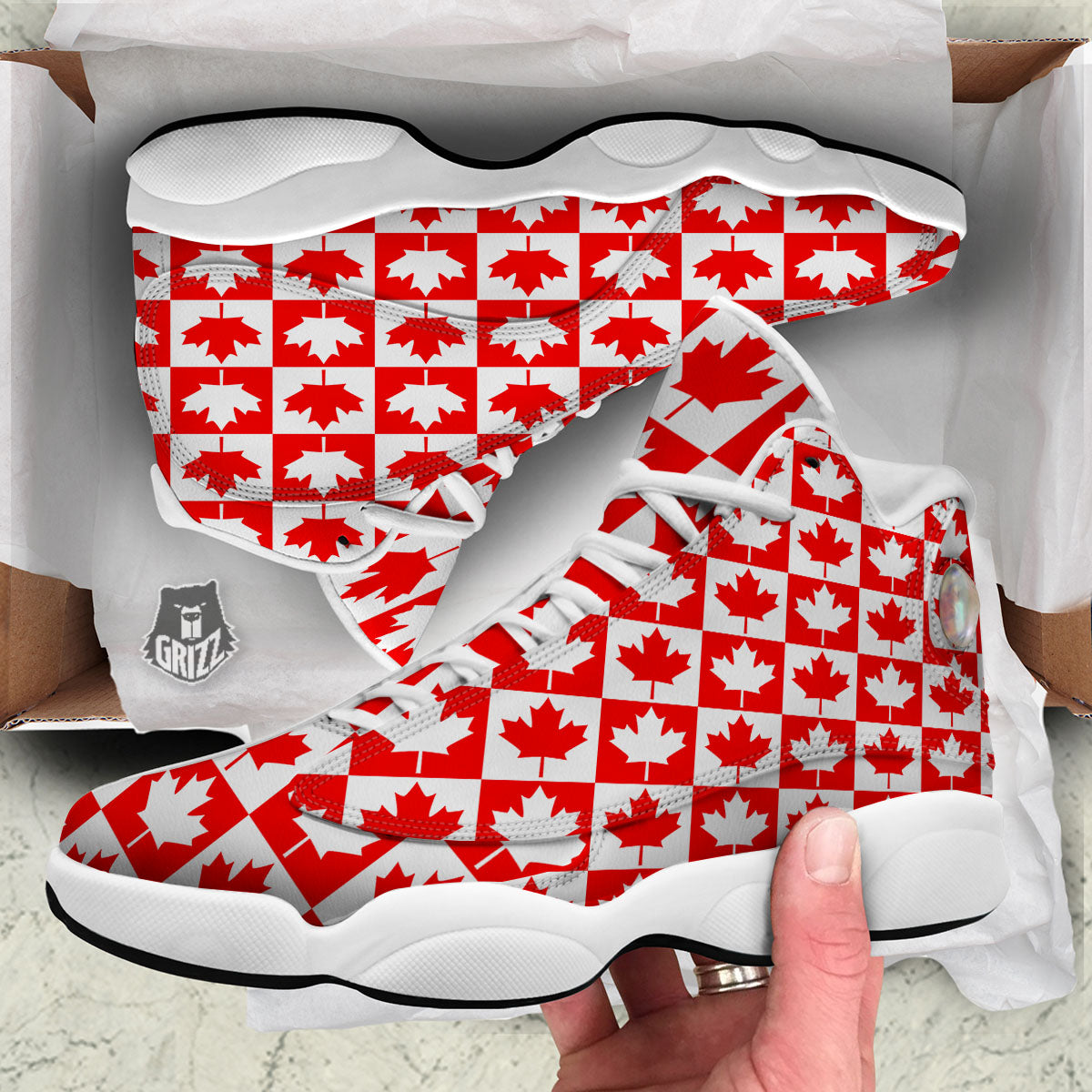 Maple Leaf Canada Print Pattern White Basketball Shoes-grizzshop