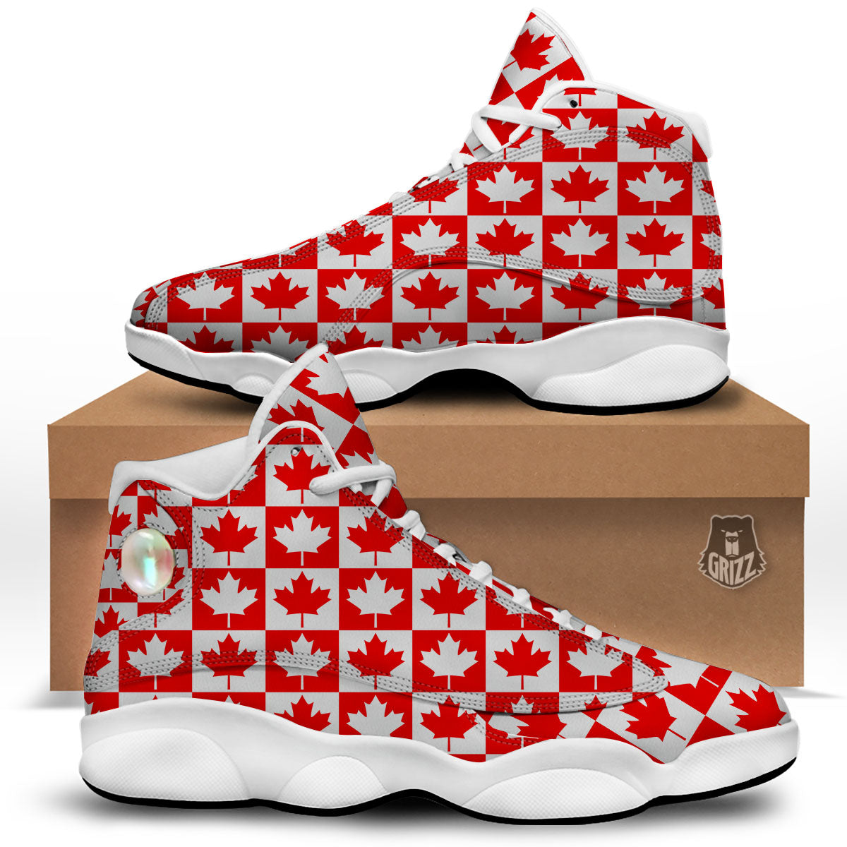 Maple Leaf Canada Print Pattern White Basketball Shoes-grizzshop