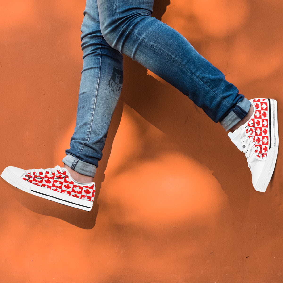Maple Leaf Canada Print Pattern White Low Top Shoes-grizzshop