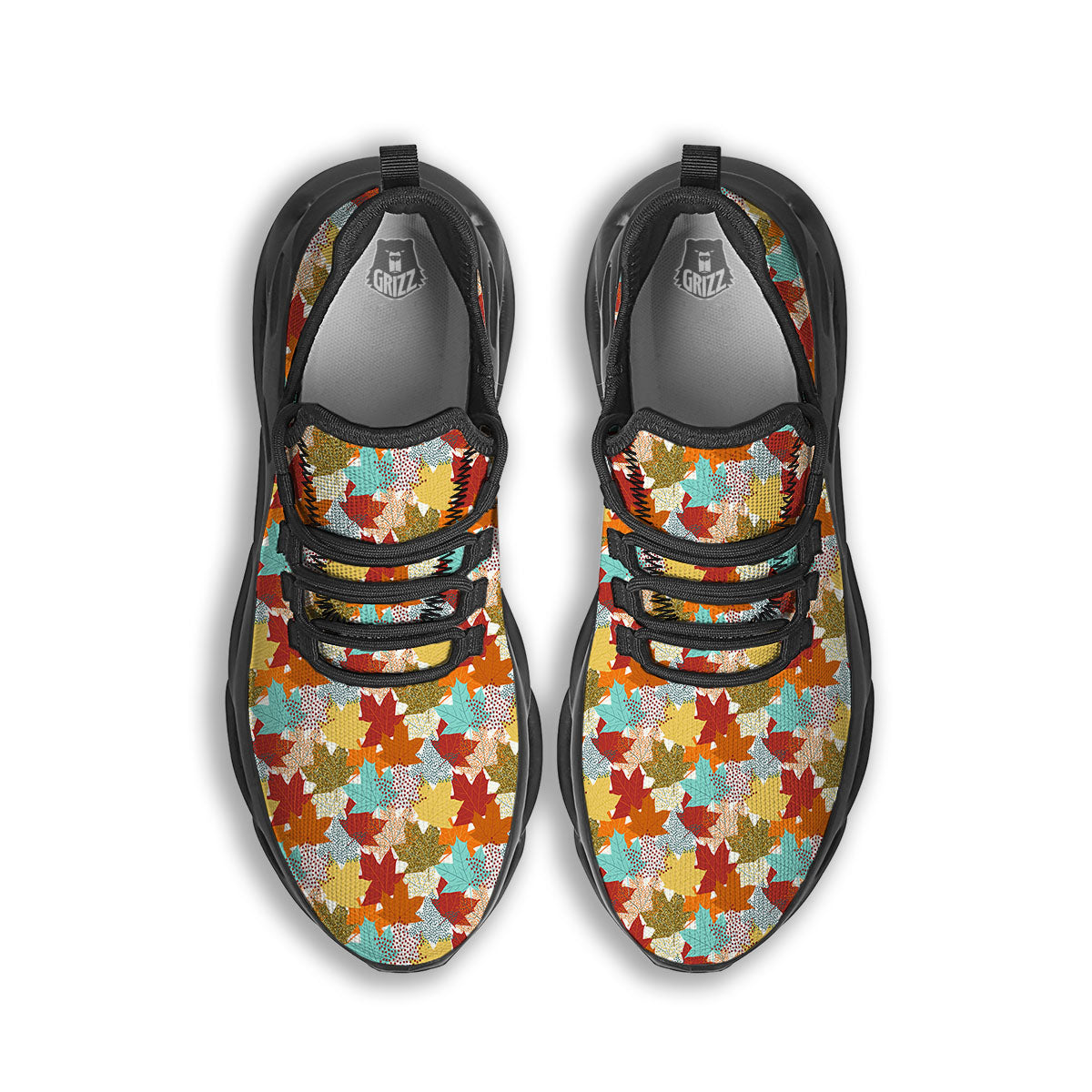 Maple Leaf Canadian Print Pattern Black Running Shoes-grizzshop