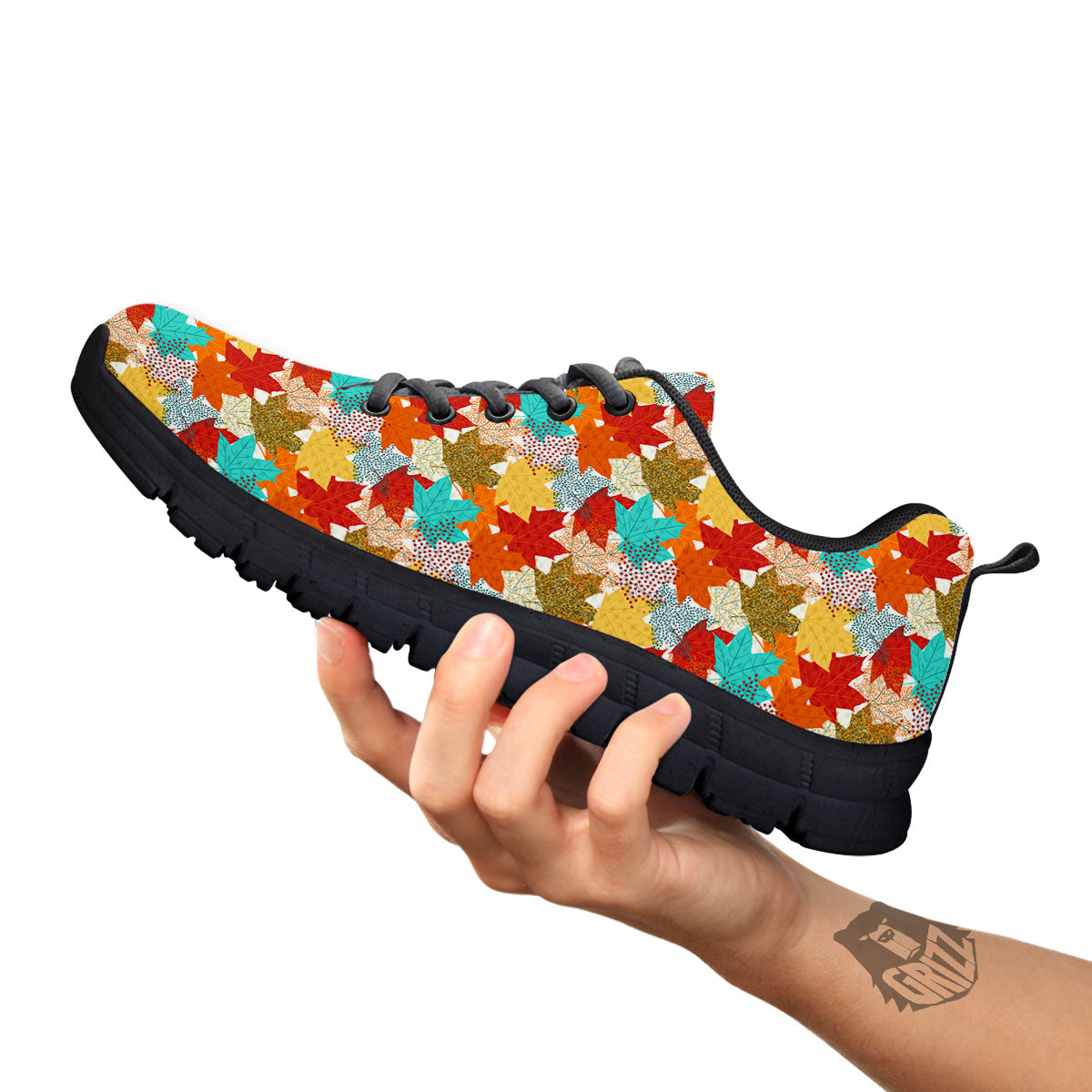 Maple Leaf Canadian Print Pattern Black Sneaker-grizzshop