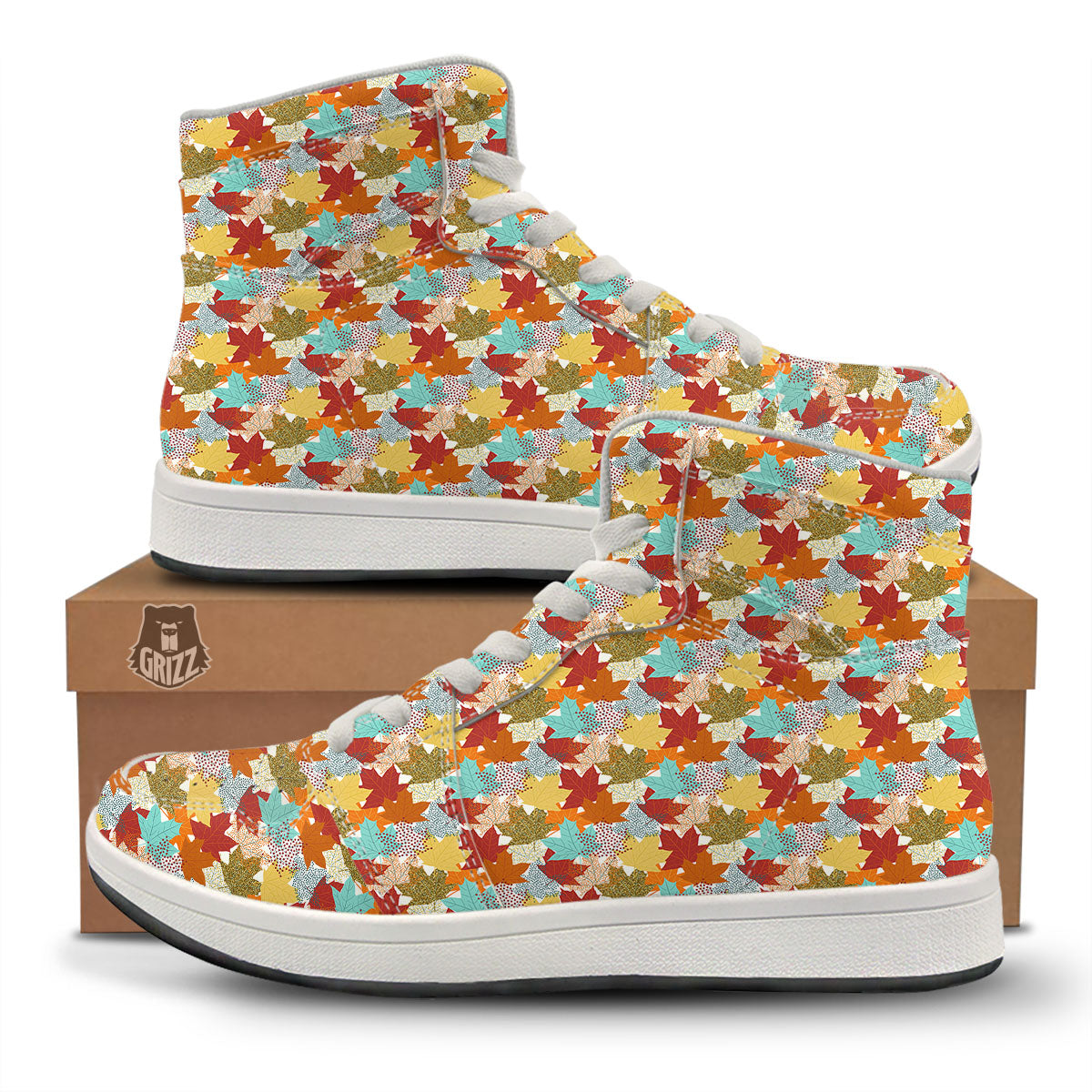 Maple Leaf Canadian Print Pattern High Top Sneakers-grizzshop
