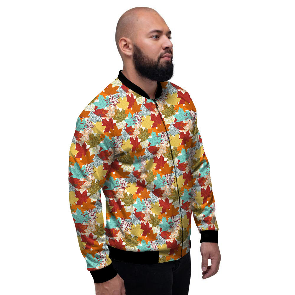 Maple Leaf Canadian Print Pattern Men's Bomber Jacket-grizzshop