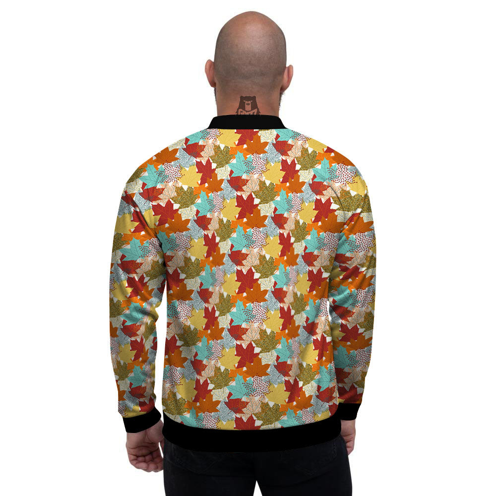 Maple Leaf Canadian Print Pattern Men's Bomber Jacket-grizzshop