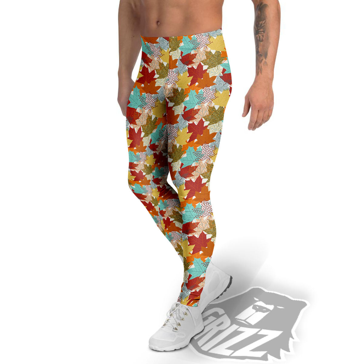 Maple Leaf Canadian Print Pattern Men's Leggings-grizzshop