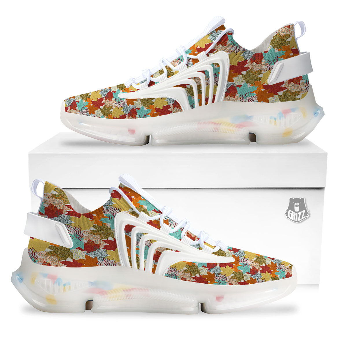 Maple Leaf Canadian Print Pattern White Gym Shoes-grizzshop