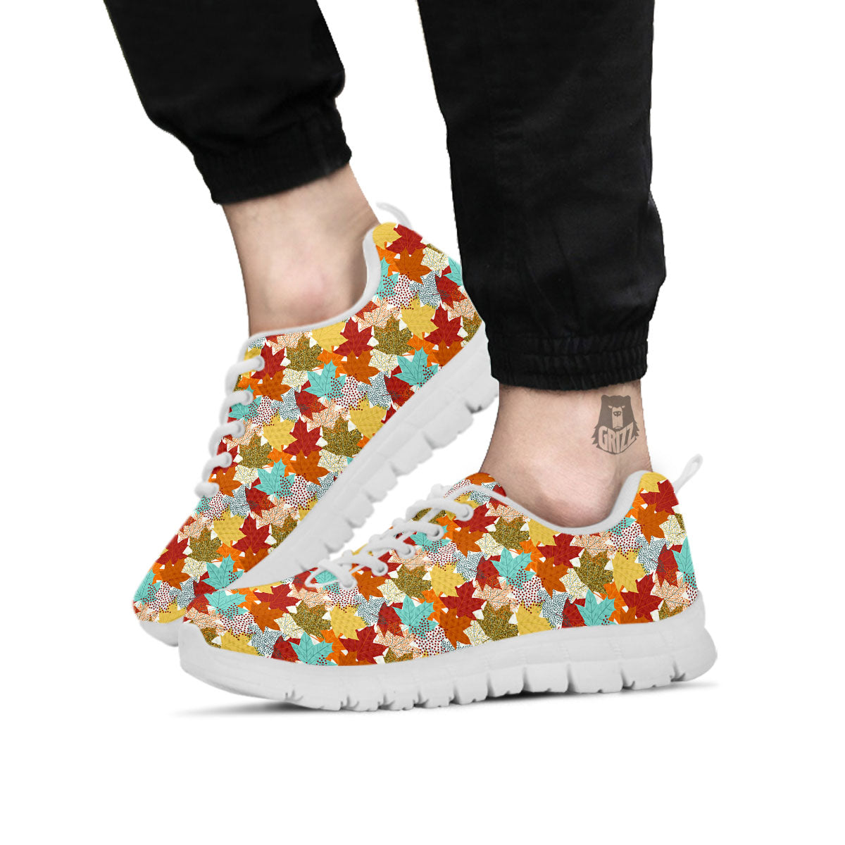 Maple Leaf Canadian Print Pattern White Sneaker-grizzshop