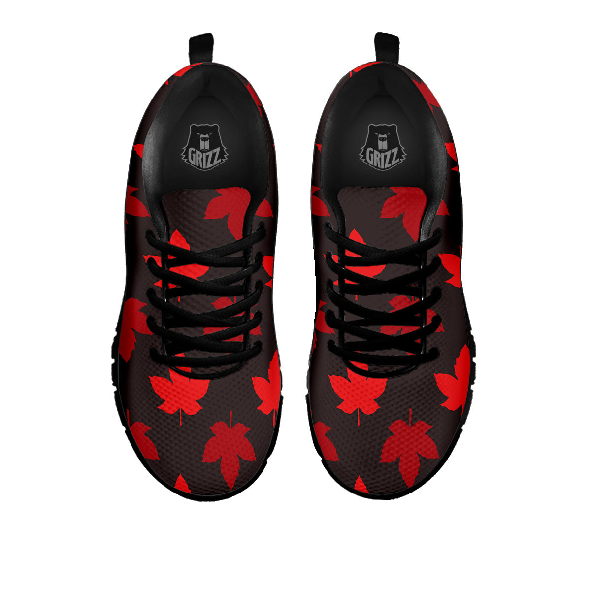 Maple Leaf Red Canadian Print Pattern Black Sneaker-grizzshop