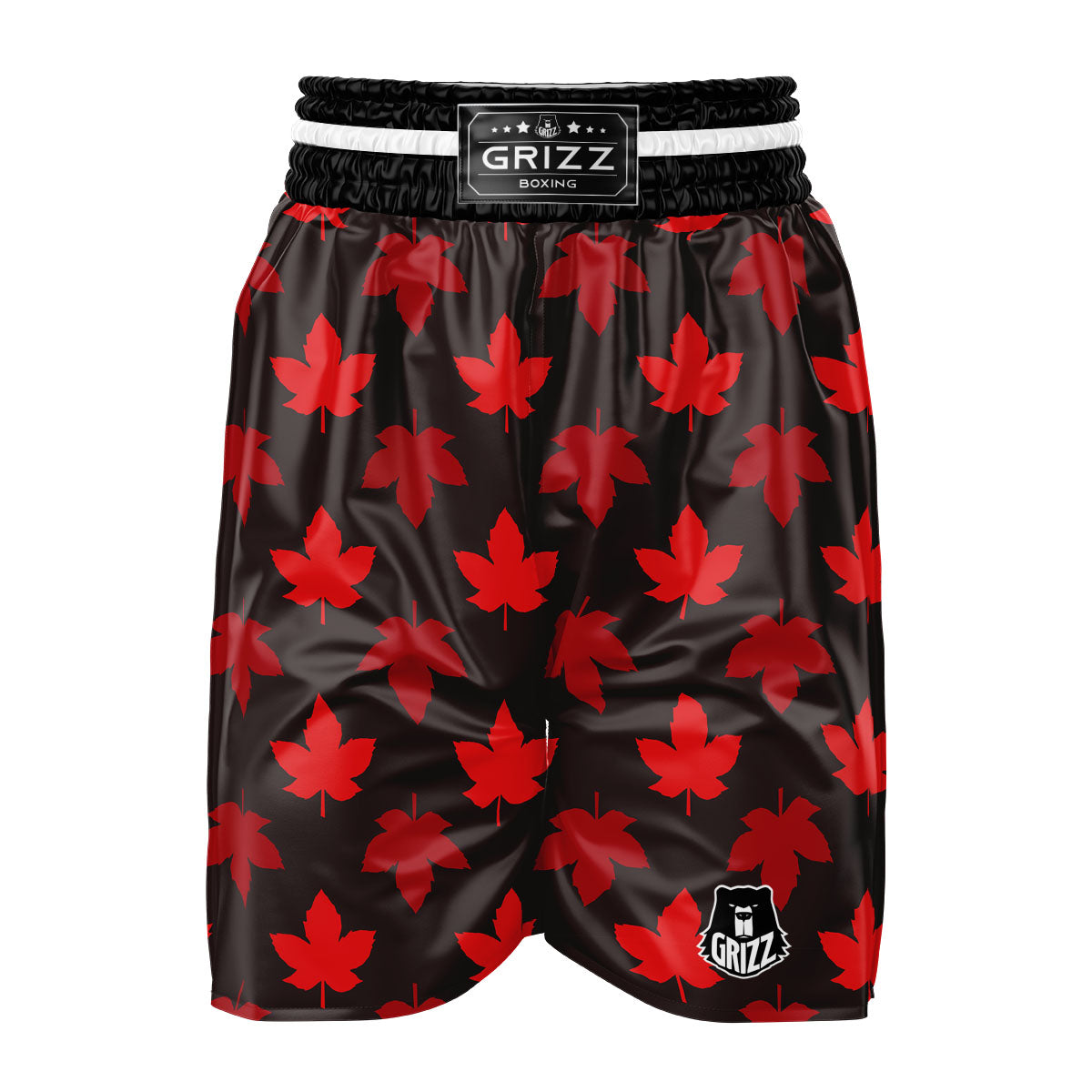 Maple Leaf Red Canadian Print Pattern Boxing Shorts-grizzshop