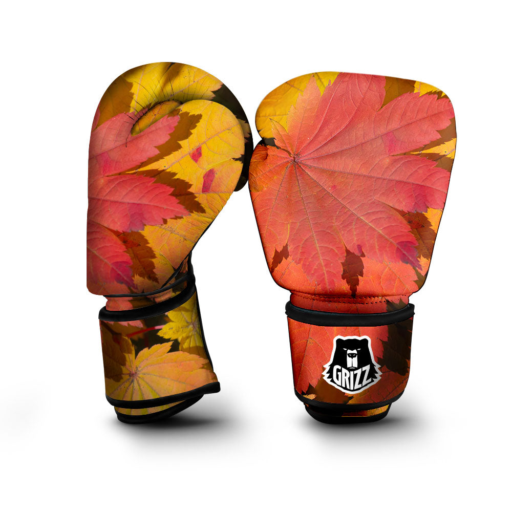 Maple Leaves Autumn Print Boxing Gloves-grizzshop