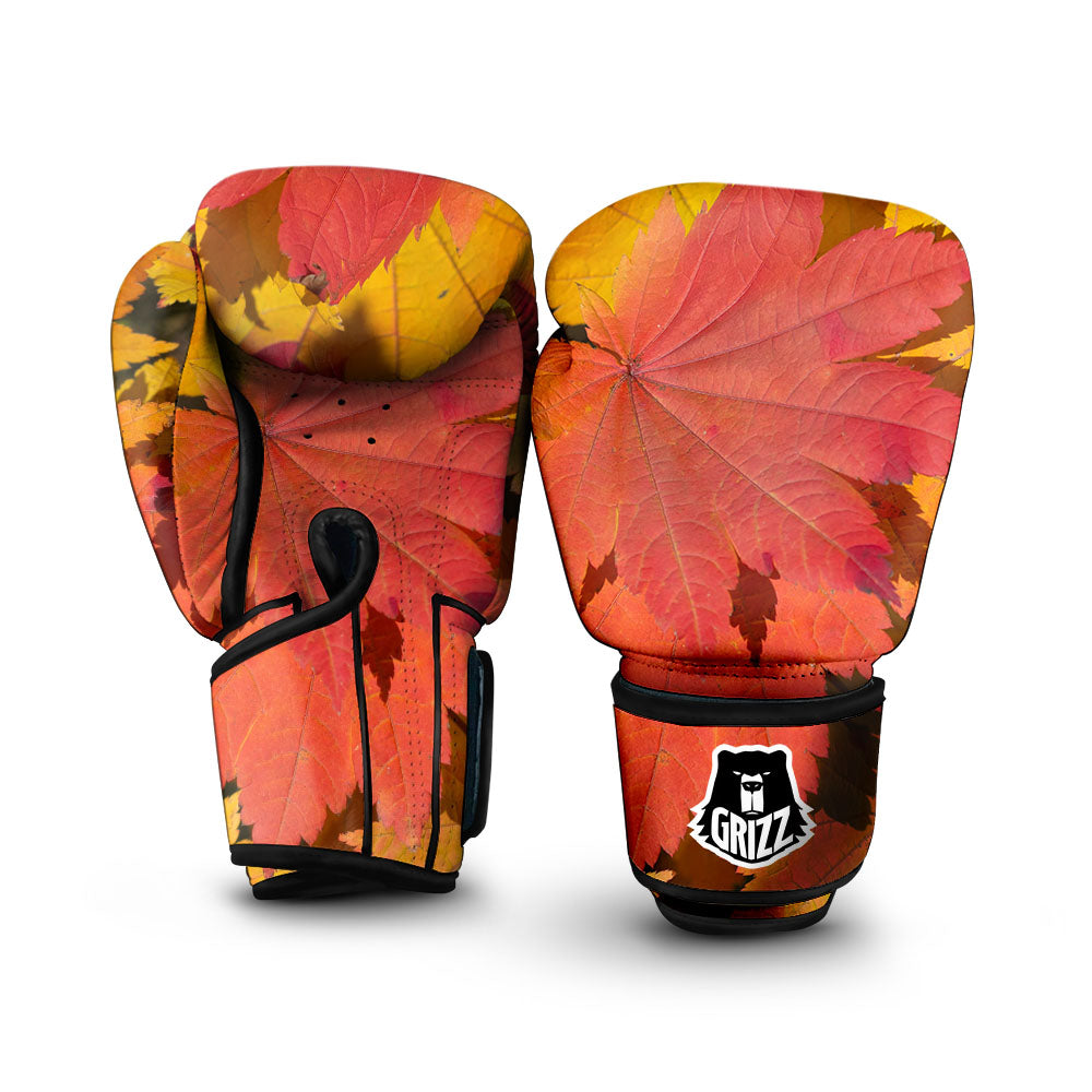 Maple Leaves Autumn Print Boxing Gloves-grizzshop