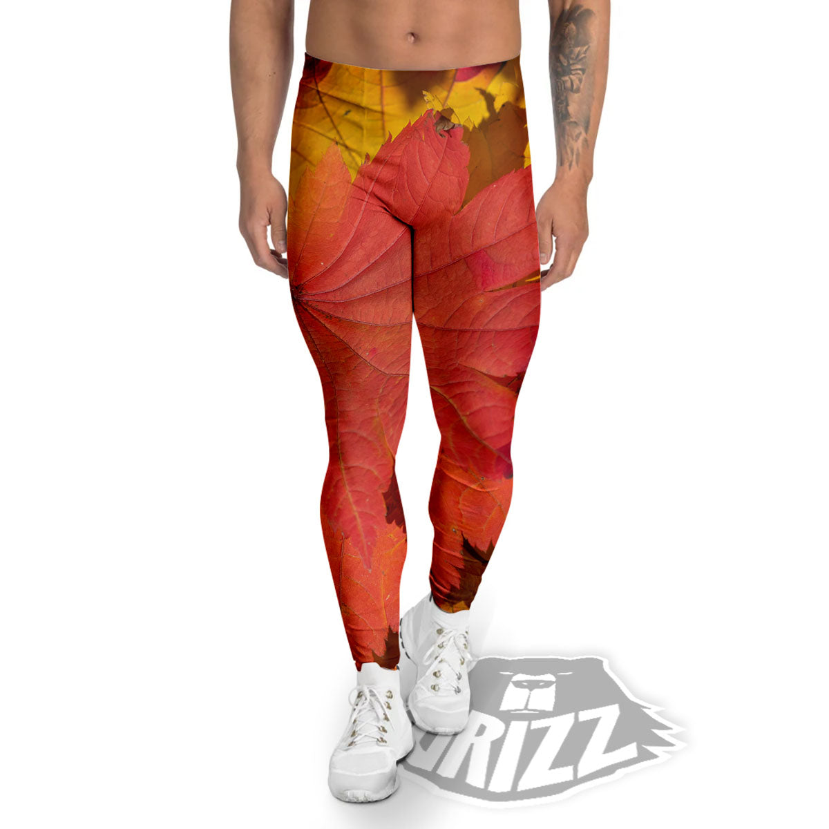 Maple Leaves Autumn Print Men's Leggings-grizzshop