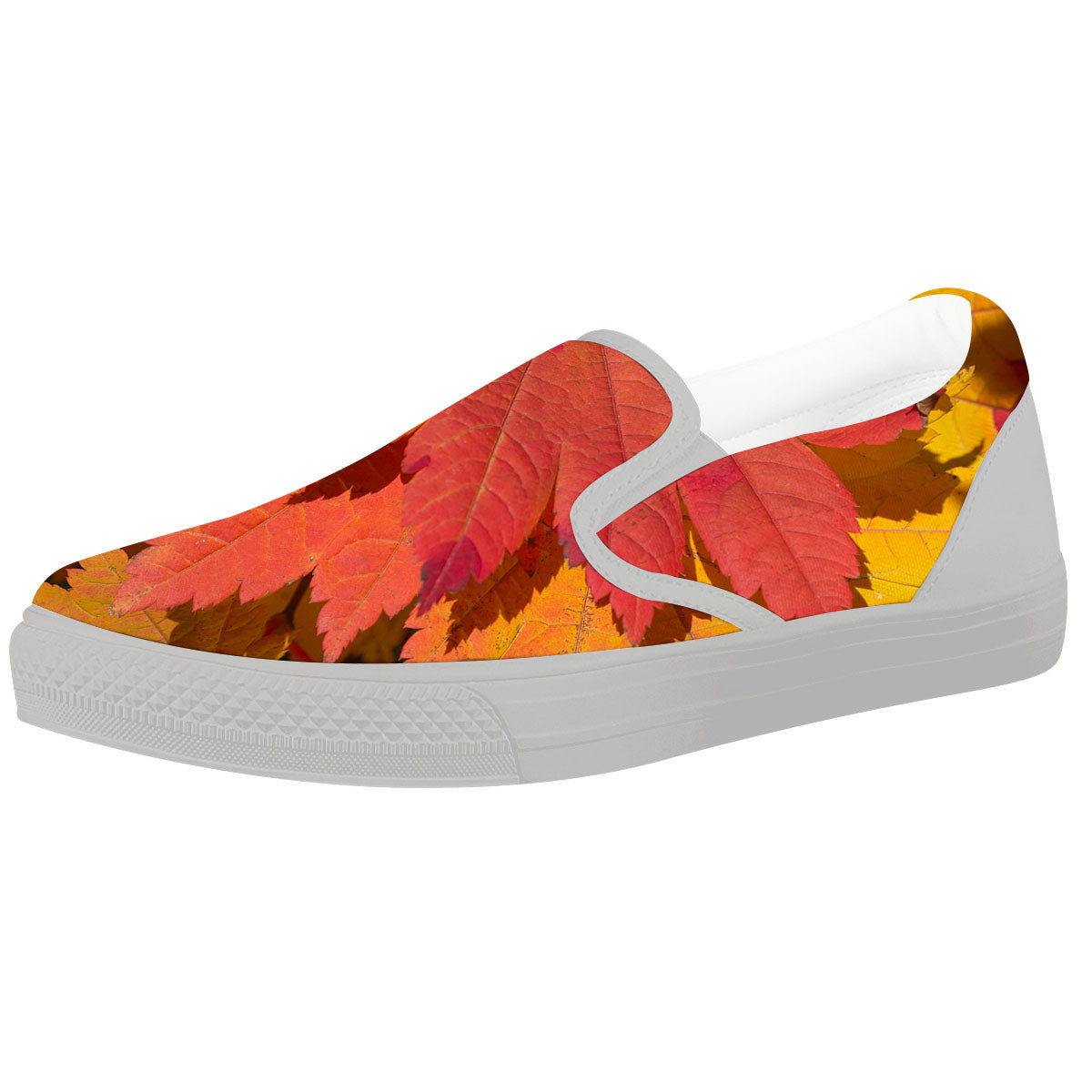 Maple Leaves Autumn Print White Slip On Shoes-grizzshop