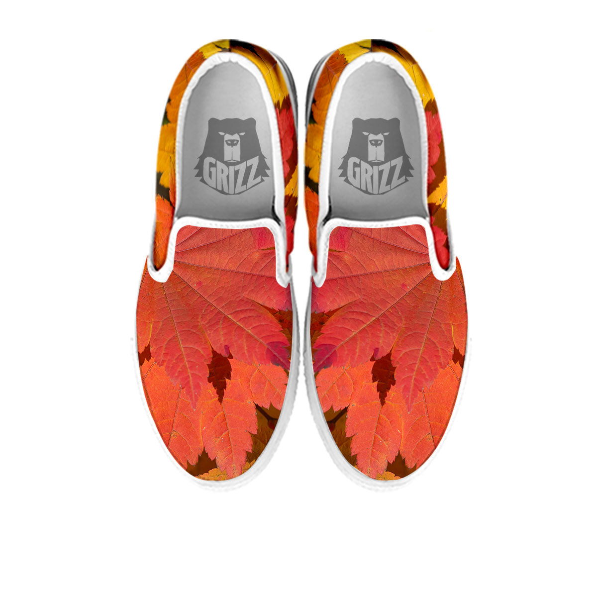 Maple Leaves Autumn Print White Slip On Shoes-grizzshop