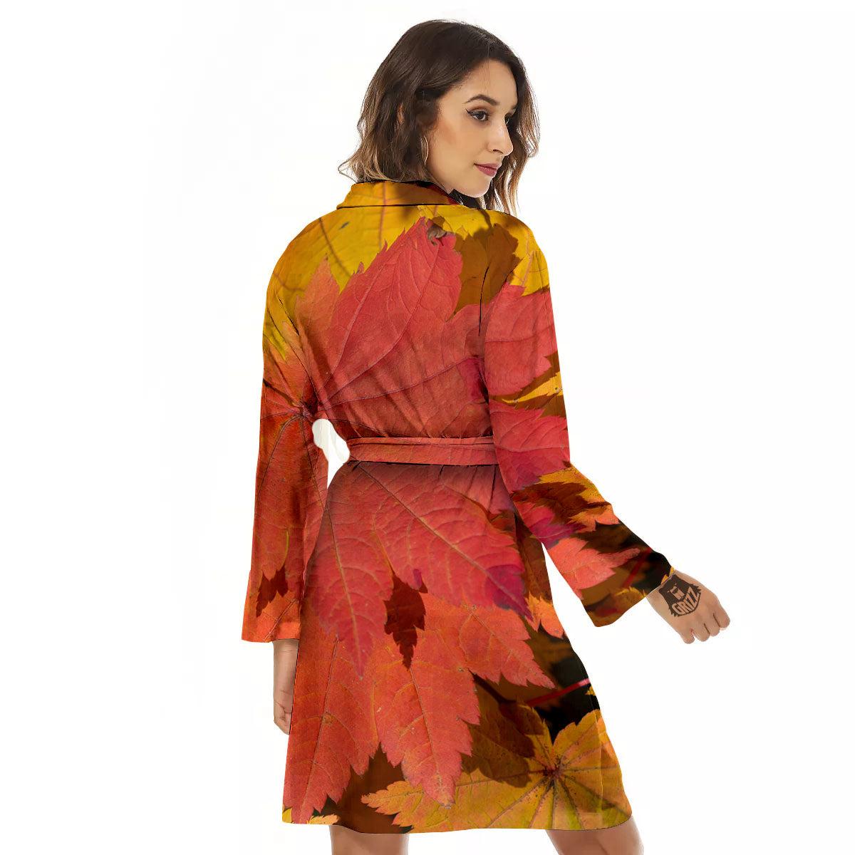 Maple Leaves Autumn Print Women's Robe-grizzshop