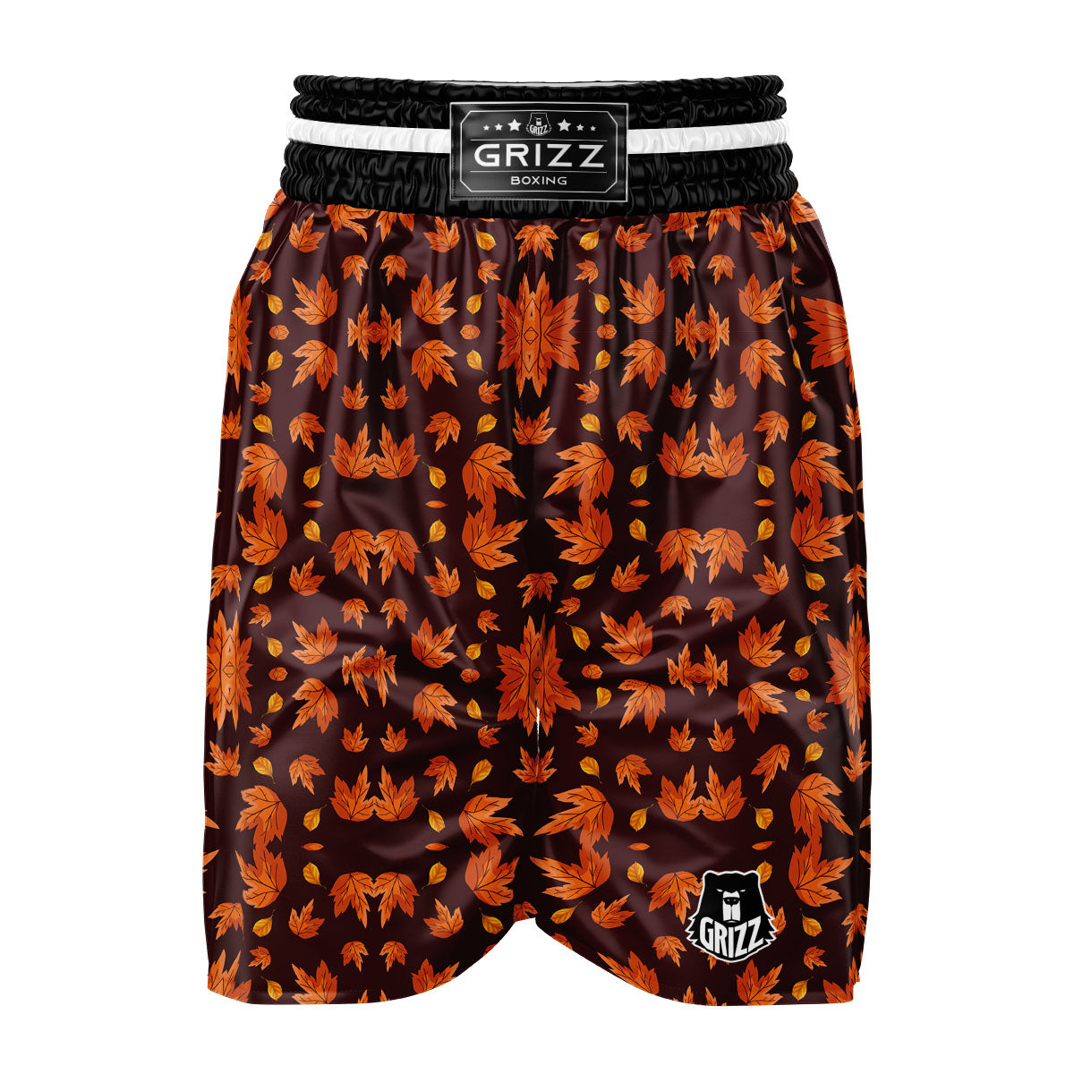 Maple Leaves Orange Print Pattern Boxing Shorts-grizzshop