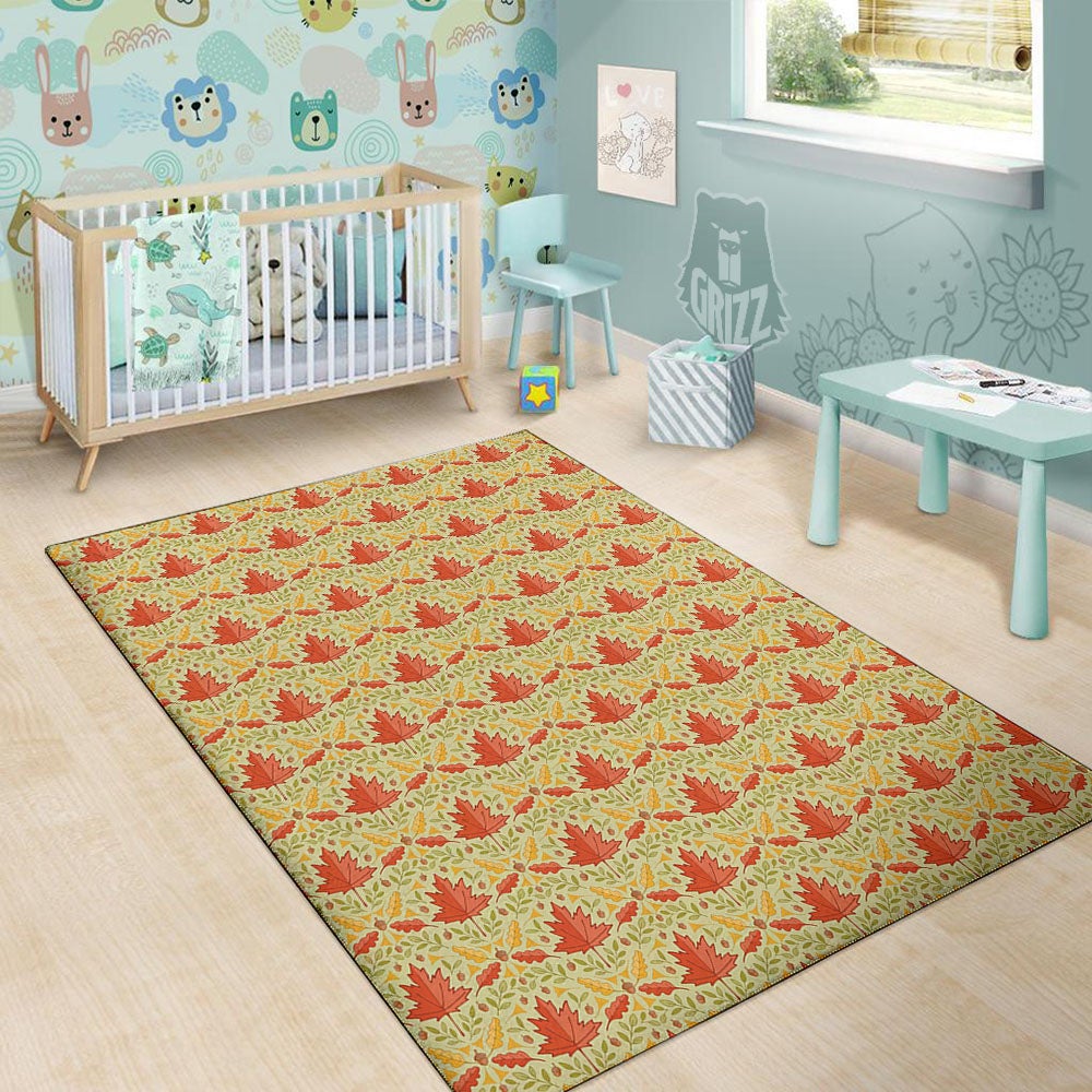 Maple Leaves Print Pattern Floor Mat-grizzshop