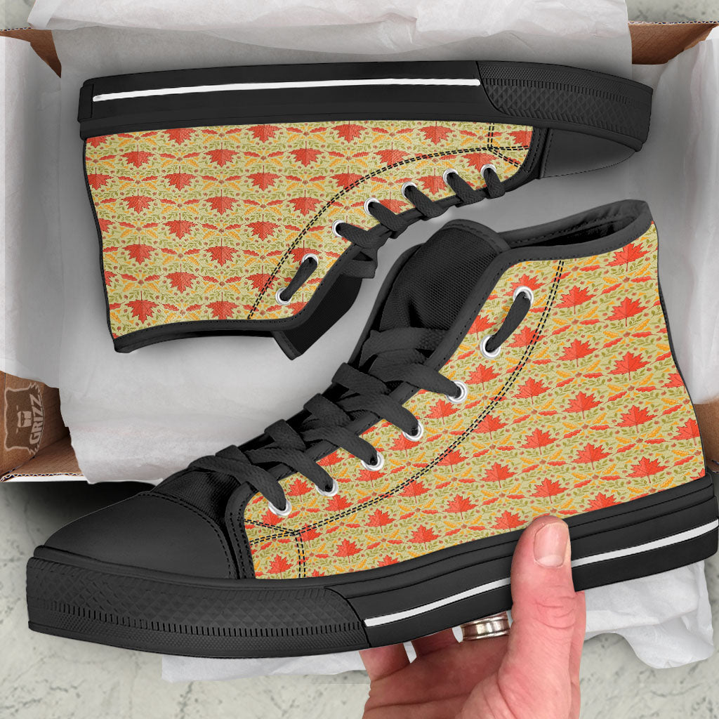 Maple Leaves Print Pattern High Top Shoes-grizzshop