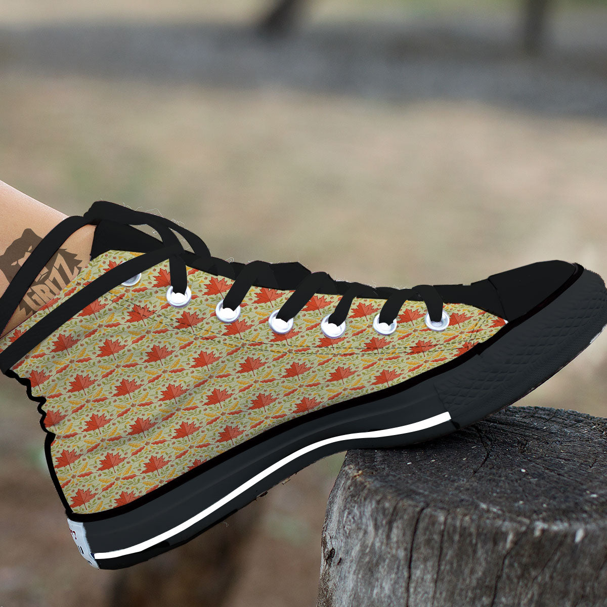 Maple Leaves Print Pattern High Top Shoes-grizzshop