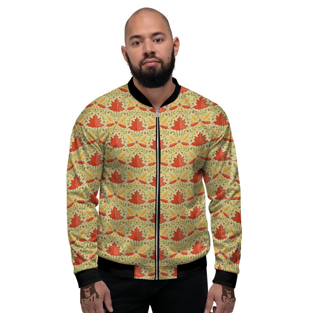 Maple Leaves Print Pattern Men's Bomber Jacket-grizzshop