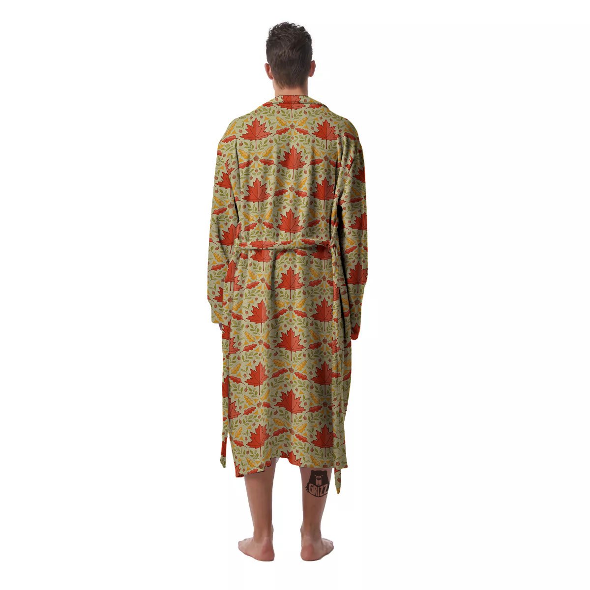 Maple Leaves Print Pattern Men's Robe-grizzshop