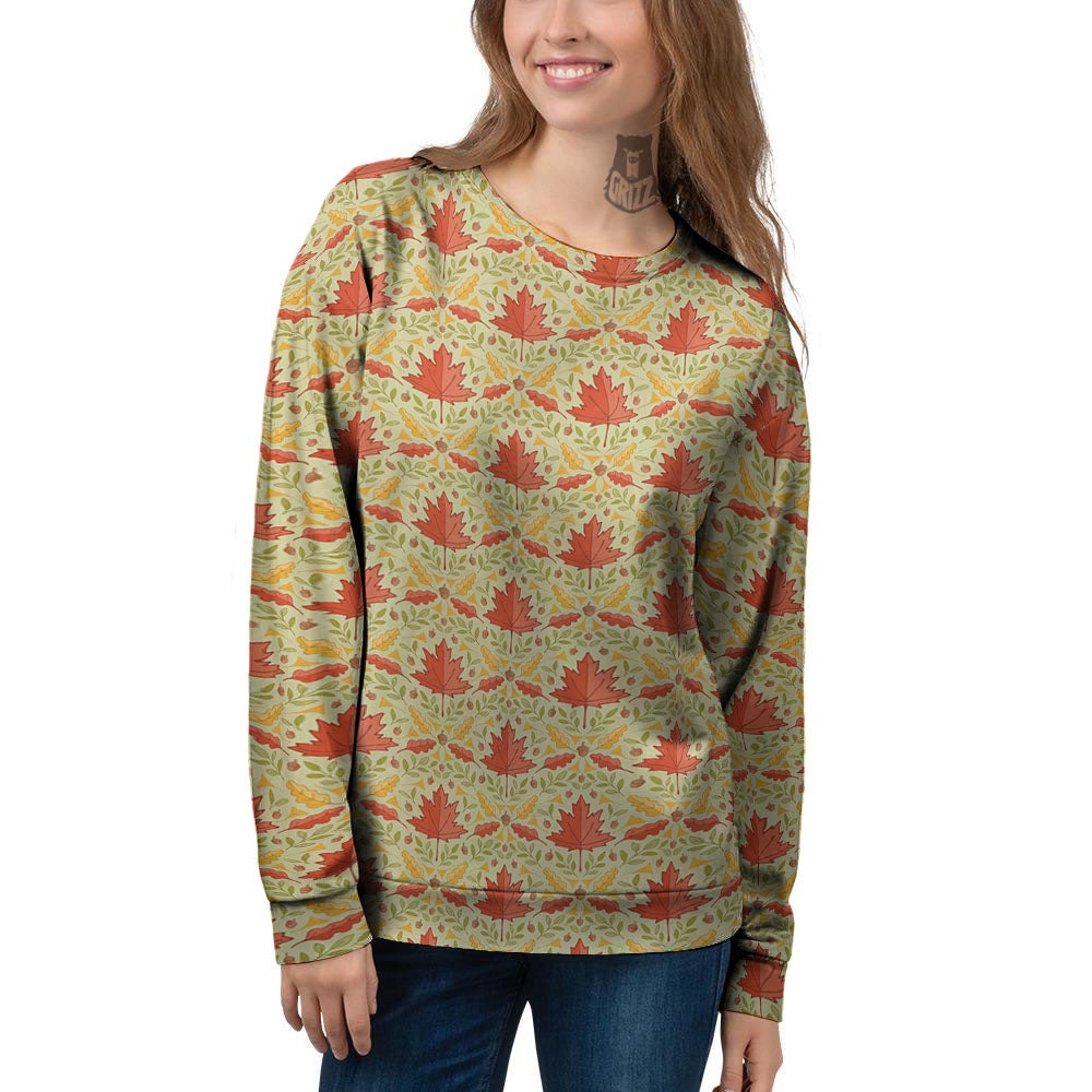 Maple Leaves Print Pattern Women's Sweatshirt-grizzshop