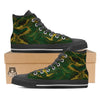 Marble Abstract texture Gold And Dark Green Print Black High Top Shoes-grizzshop