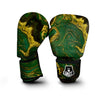 Marble Abstract texture Gold And Dark Green Print Boxing Gloves-grizzshop