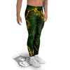 Marble Abstract texture Gold And Dark Green Print Men's Leggings-grizzshop