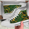 Marble Abstract texture Gold And Dark Green Print White High Top Shoes-grizzshop