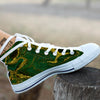 Marble Abstract texture Gold And Dark Green Print White High Top Shoes-grizzshop