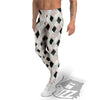 Marble Argyle White Pink And Black Print Men's Leggings-grizzshop