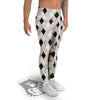 Marble Argyle White Pink And Black Print Men's Leggings-grizzshop