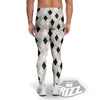 Marble Argyle White Pink And Black Print Men's Leggings-grizzshop