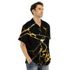 Marble Black Gold Print Men's Hawaiian Shirt-grizzshop