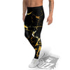 Marble Black Gold Print Men's Leggings-grizzshop