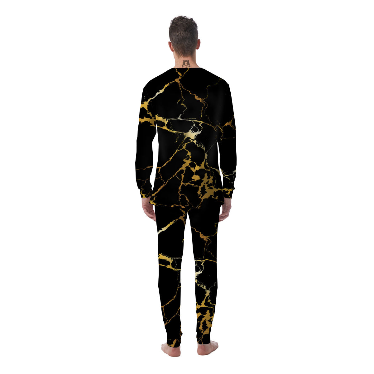 Marble Black Gold Print Men's Pajamas-grizzshop