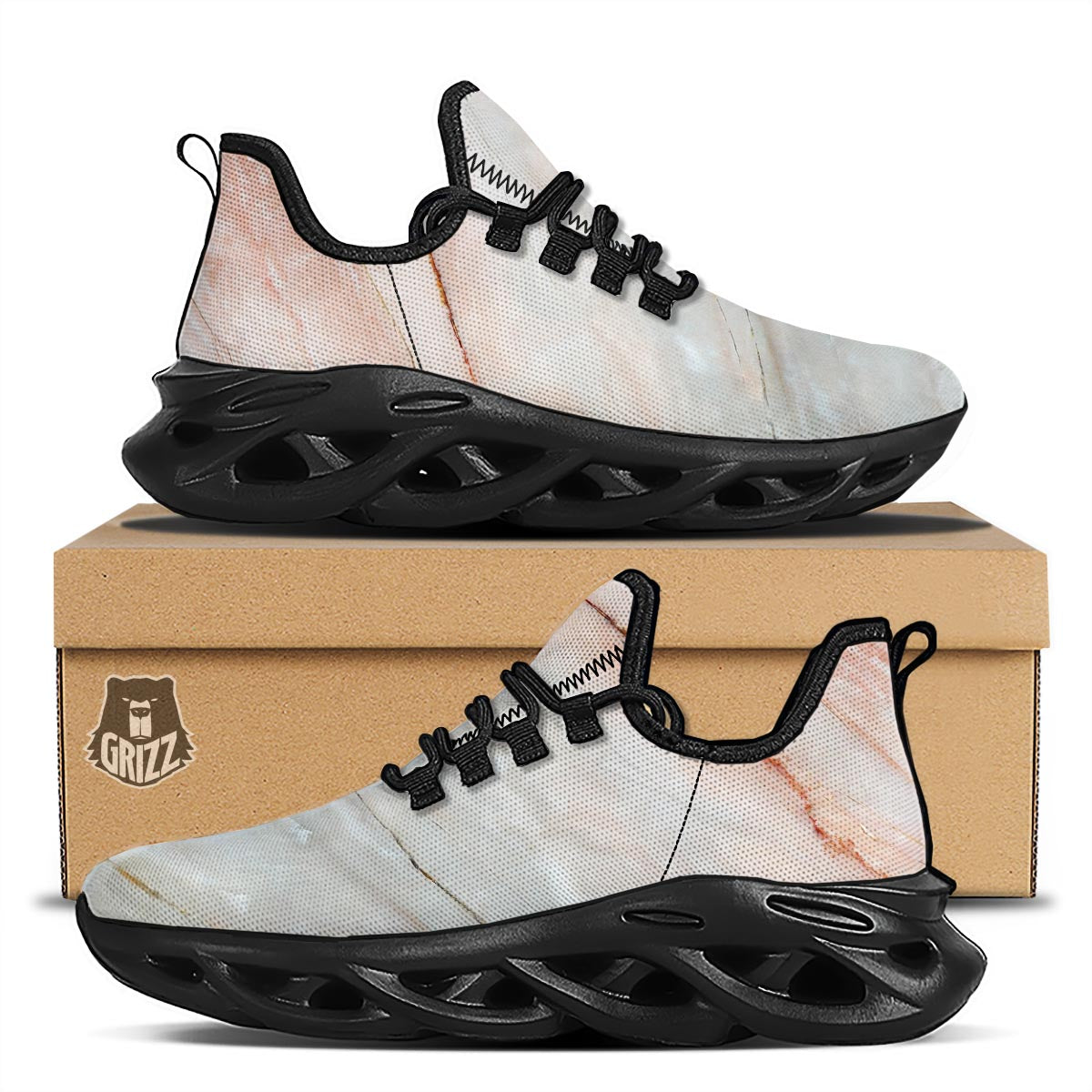 Marble Black Running Shoes-grizzshop