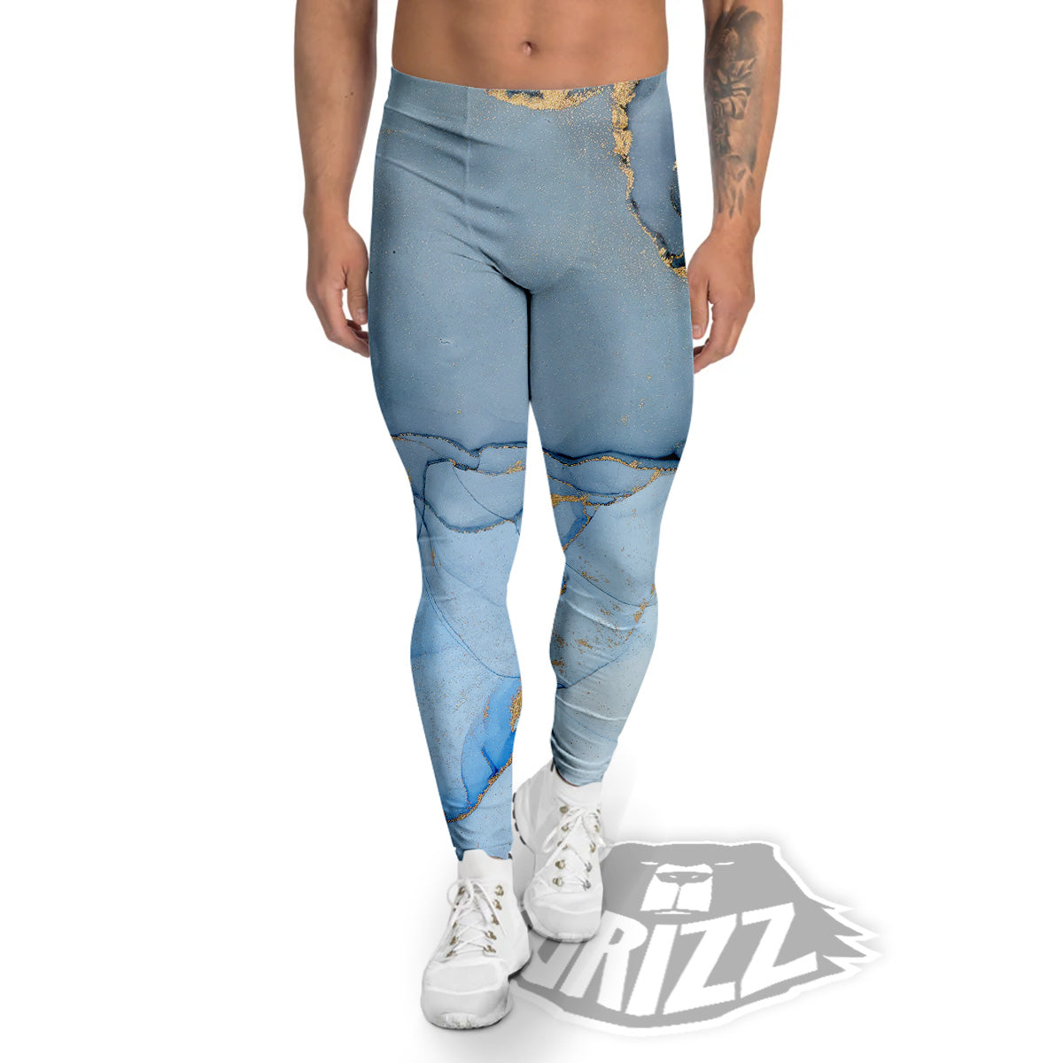 Marble Blue Print Men's Leggings-grizzshop